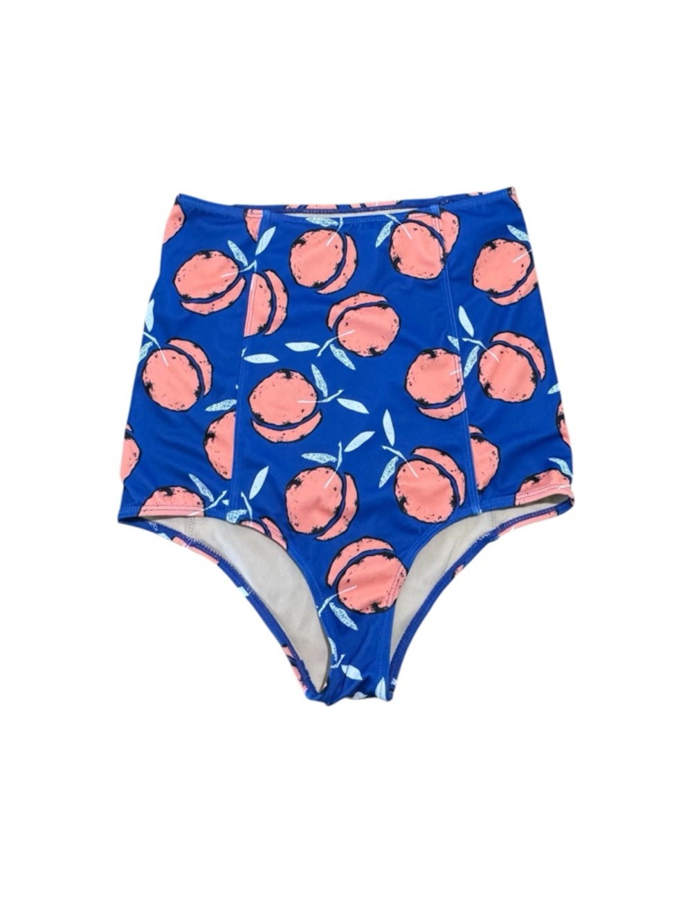 Kortni Jeane Royal Blue Peach Extra High Waisted Bikini Bottoms Size Small